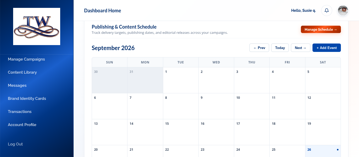 Publishing Calendar Tracking