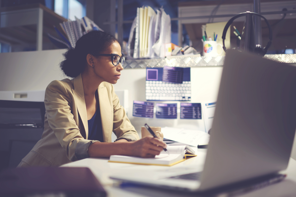 Business professionals analyzing content strategy and data